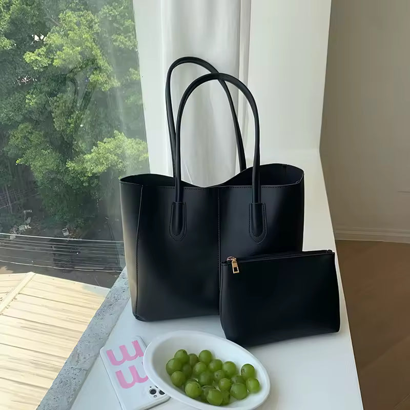 Vintage women's tote bag, new Korean version, large capacity, simple commuting bag,fashionable and versatile,single shoulder bag